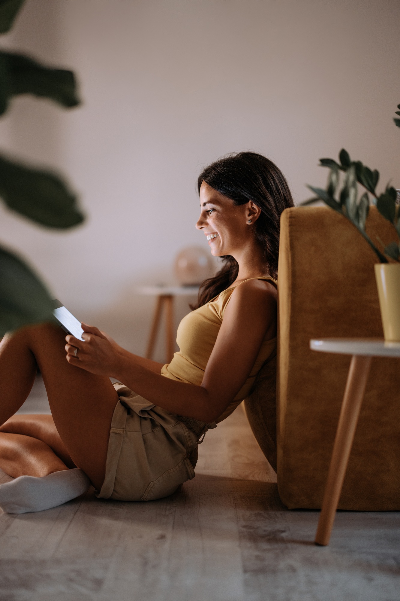 Adult woman, spending her free time playing,